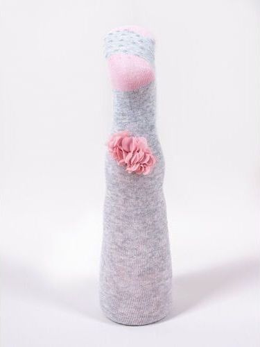Yo Punčocháče Grey Flowers s protiskluzem 80/86 - obrázek 2