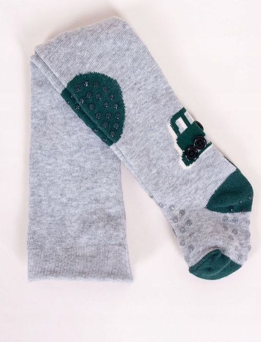 Yo Punčocháče Grey/Green Car s protiskluzem - obrázek 1