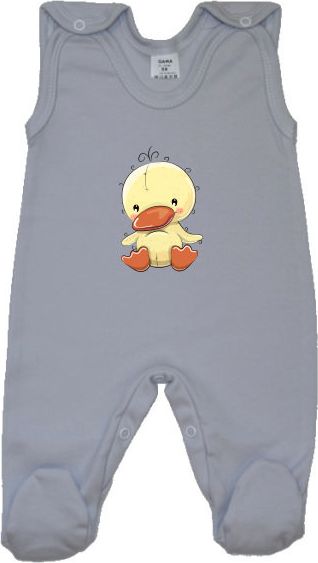 Bavlněné dupačky pro miminko Gama šedé s kačenkou velikost 56 - obrázek 1