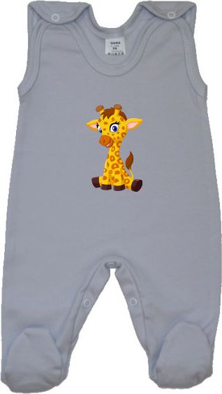 Dětské dupačky Gama šedé se žlutou žirafou velikost 56 - obrázek 1