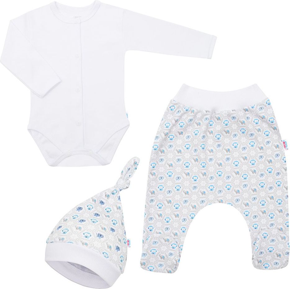 3-dílná bavlněná kojenecká souprava New Baby Kiddy bílo-modrá 68 (4-6m) - obrázek 1