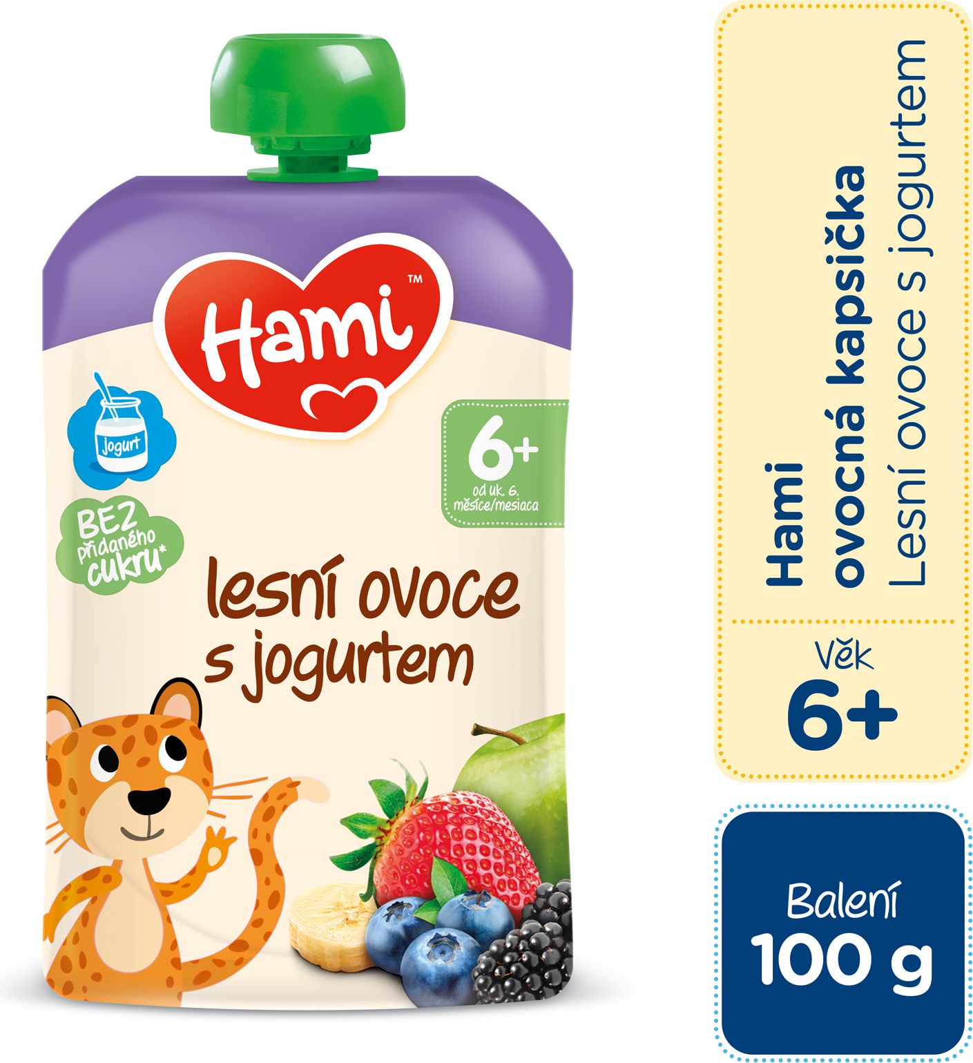 HAMI Kapsička ovocná Lesní ovoce s jogurtem 100 g, 6+ - obrázek 1
