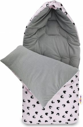 Bavlněný fusak Baby Nellys, velvet, Minnie, 47 x 95 cm - šedý/růžový - obrázek 1