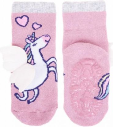 Yo Bavlněné ponožky Pink Unicorn s protiskluzem - obrázek 1
