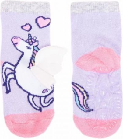 Yo Bavlněné ponožky Purple Unicorn s protiskluzem - obrázek 1