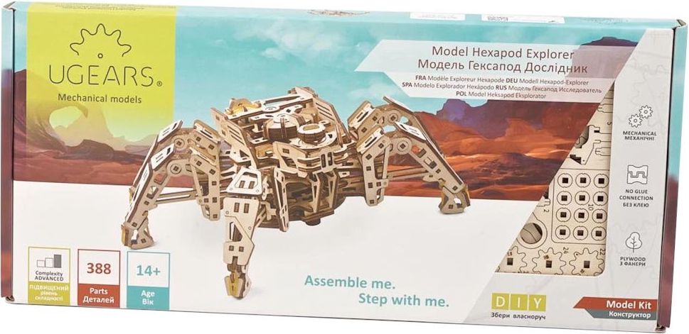 Ugears 3D dřevěné mechanické puzzle Pavoučí průzkumník - obrázek 6