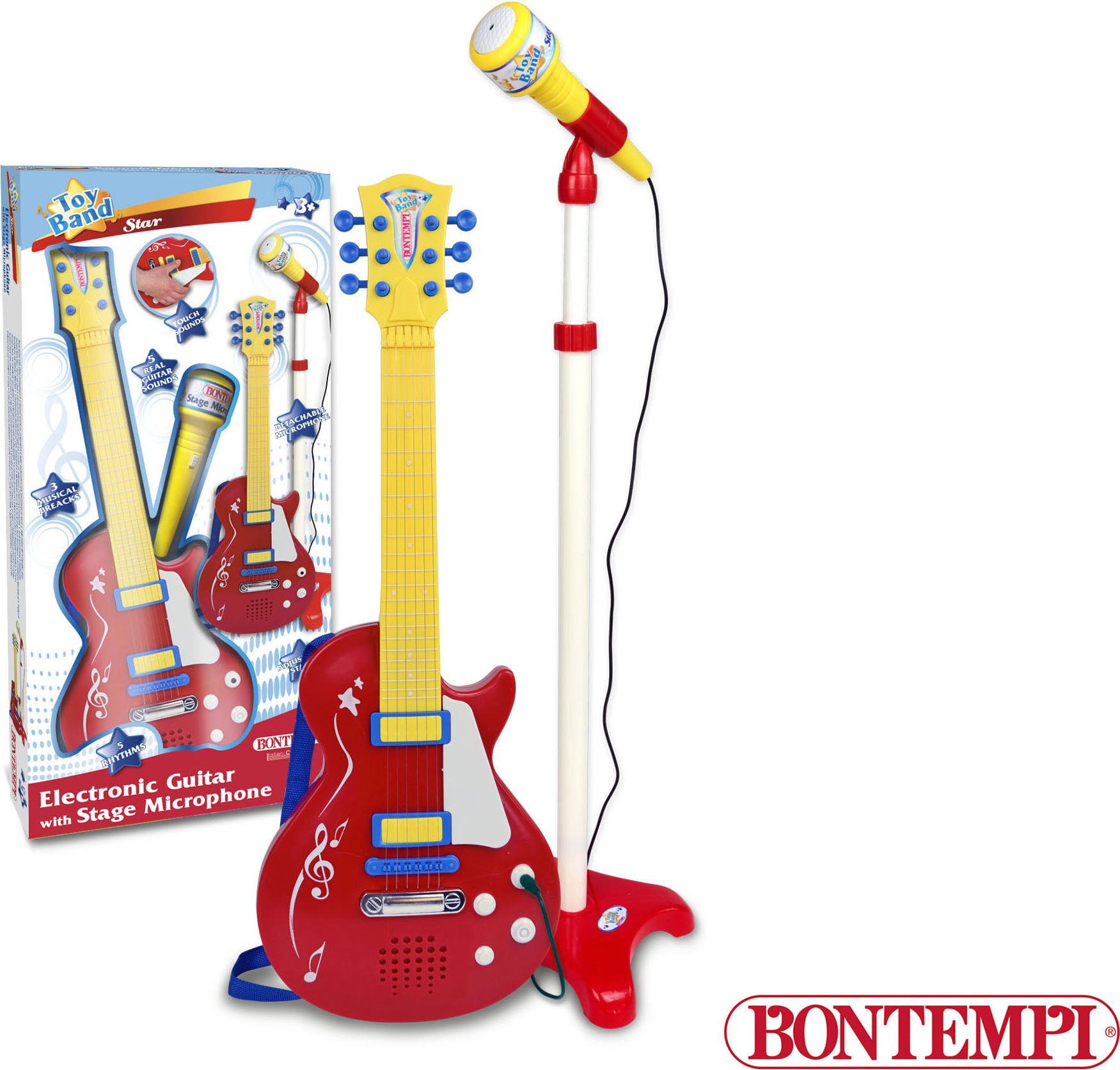 Bontempi Rocková kytara se stojanovým mikrofonem 22,5 x 22,5 x 112 cm - obrázek 1