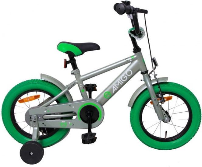 Amigo Sportovní dětské kolo pro kluky, 14", šedá / zelená - obrázek 1