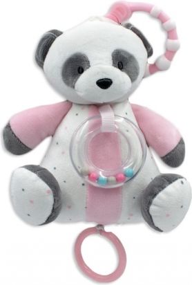 Tulilo Závěsná plyšová hračka s chrastítkem Panda 18 cm - bílá/růžová - obrázek 1