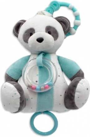 Tulilo Závěsná plyšová hračka s chrastítkem Panda 18 cm - bílá/mátová - obrázek 1