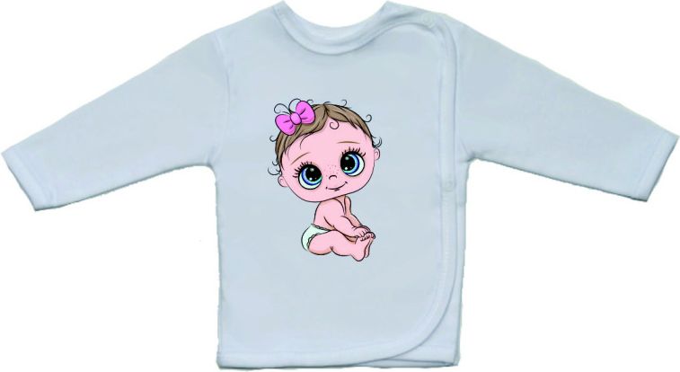 Kojenecká košilka Gama bílá s velkým obrázkem miminko holčička velikost 52 - obrázek 1