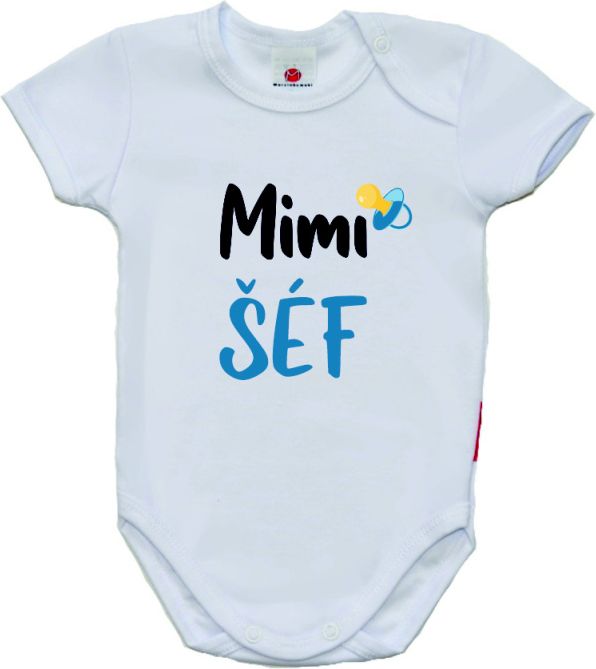 Dětské vtipné body pro miminko, Gama, krátký rukáv, Mimi Šéf velikost 50 - obrázek 1