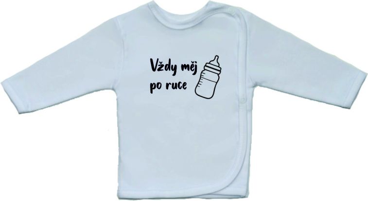 Vtipná kojenecká košilka, Gama, větší nápis malovaný, Vždy měj po ruce mléko vel.52 - obrázek 1