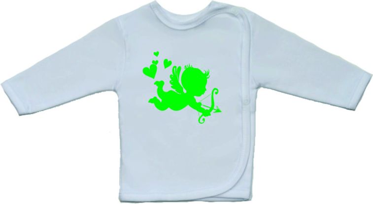Kojenecká košilka Gama bílá s velkým obrázkem zeleného Amorka vel.52 - obrázek 1