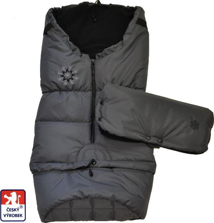 Zimní set do kočárku Dětský svět zimní fusak + rukávník WINTER SPORT šedočerný - obrázek 1