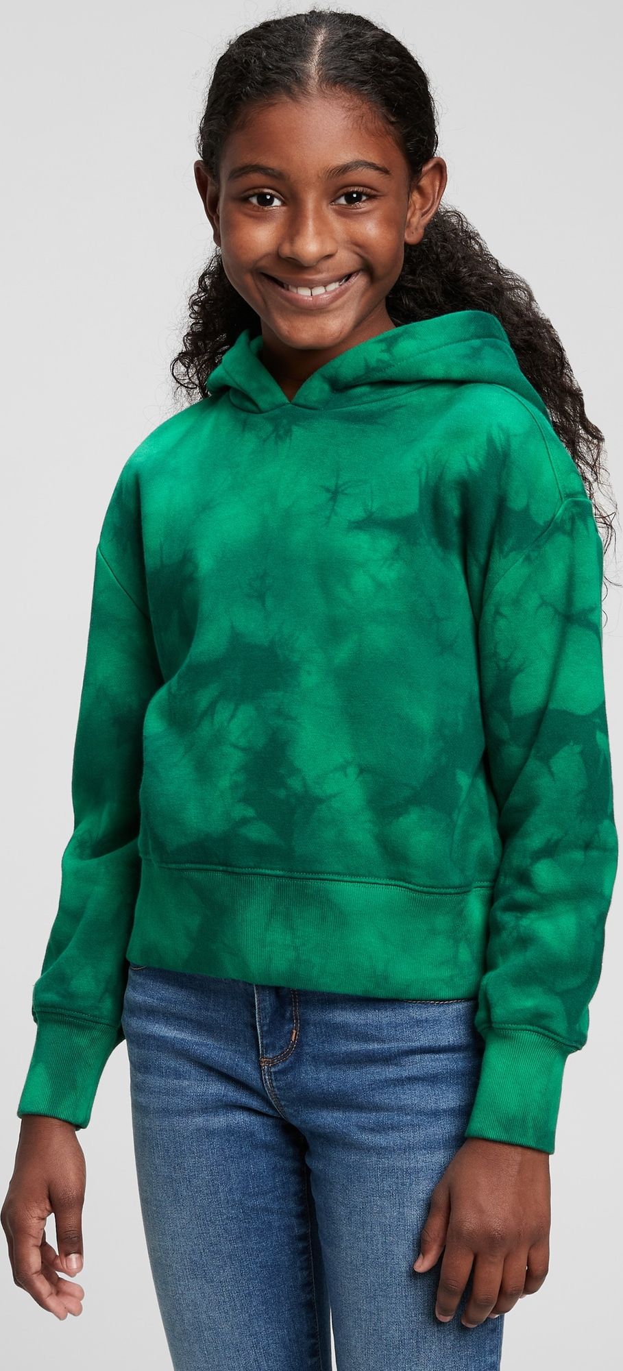 Dívky - Dětská mikina hoodie batika Zelená - 104 - obrázek 1