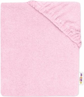 Baby Nellys Dětské froté prostěradlo do postýlky - sv. růžové, Rozměry 120x60 - obrázek 1