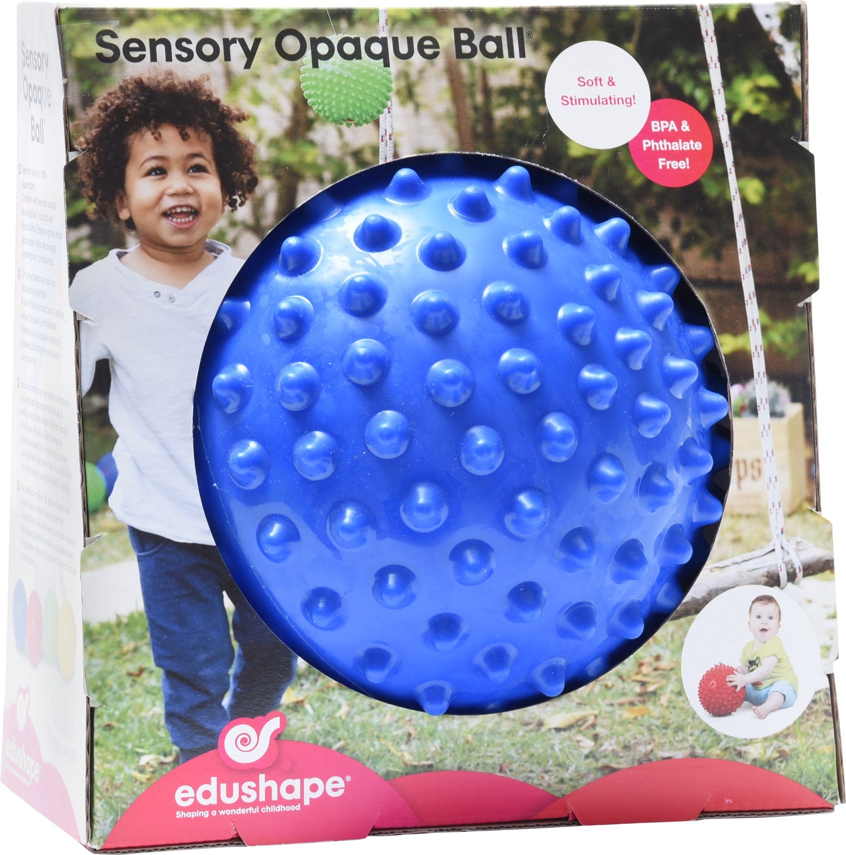 EDUSHAPE míč s texturou 18cm Modrý - obrázek 1