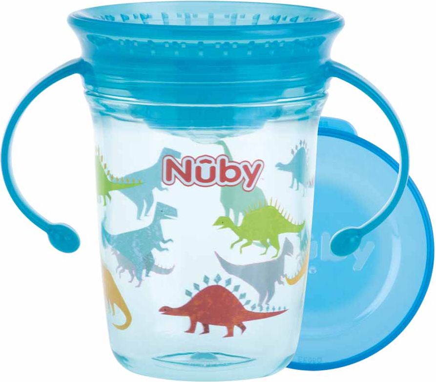NUBY Hrnek Tritan netekoucí 360° s držadly, 6 m+ modrý - obrázek 1
