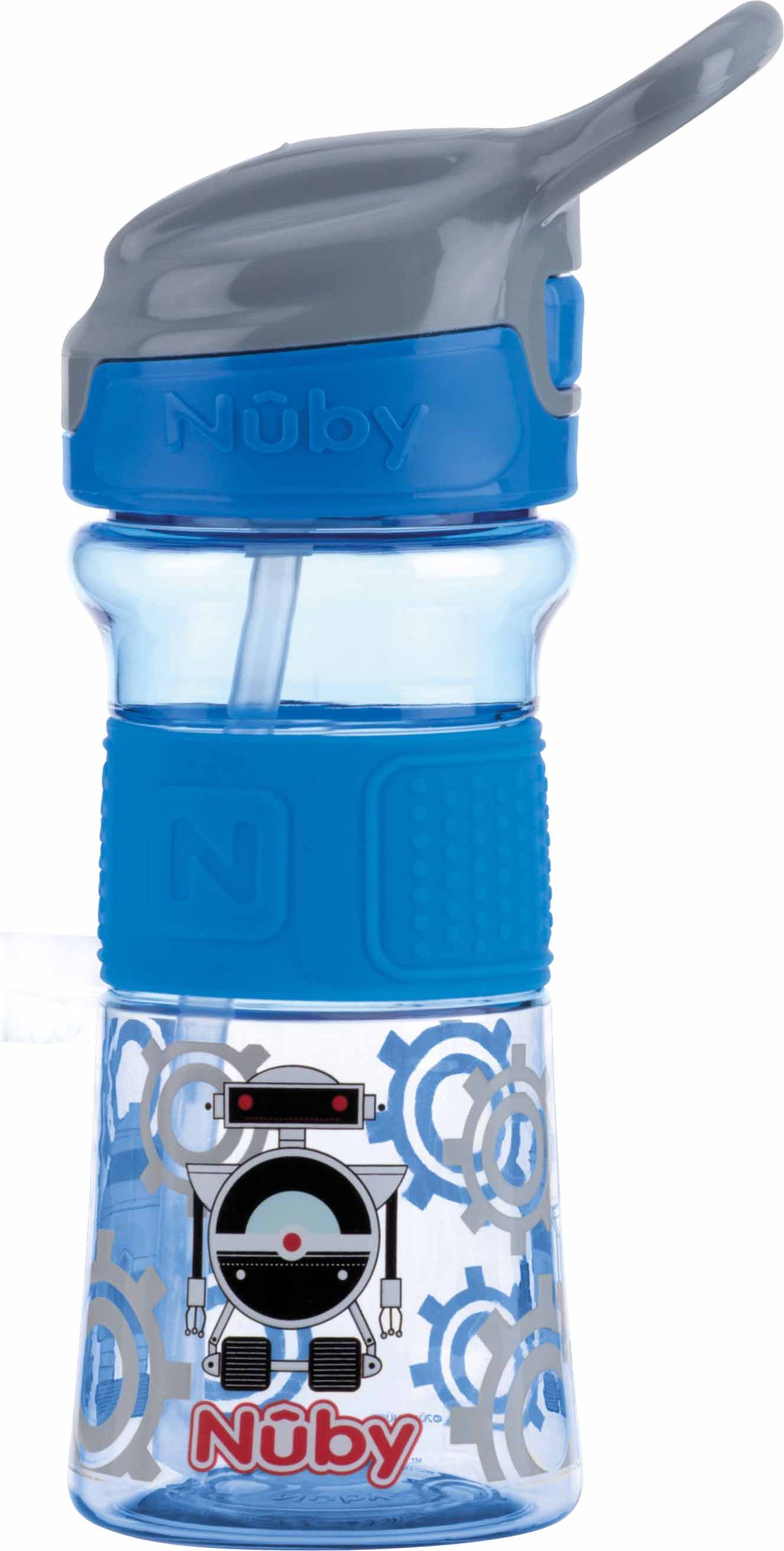NUBY Láhev sportovní s měkkým sklápěcím brčkem 360 ml, modrá, 3+ - obrázek 1