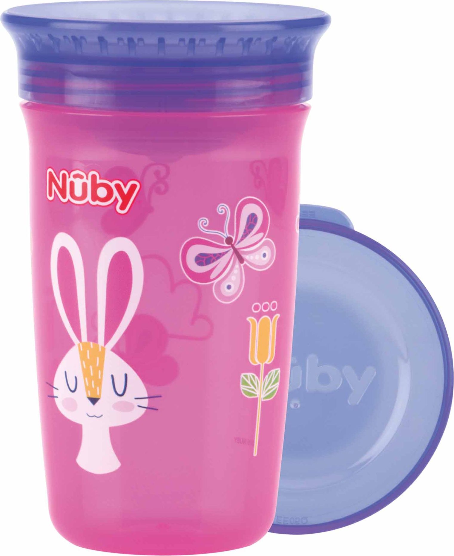 NUBY Hrneček netekoucí 360° 300ml, 6 m+ růžová/fialová - obrázek 1