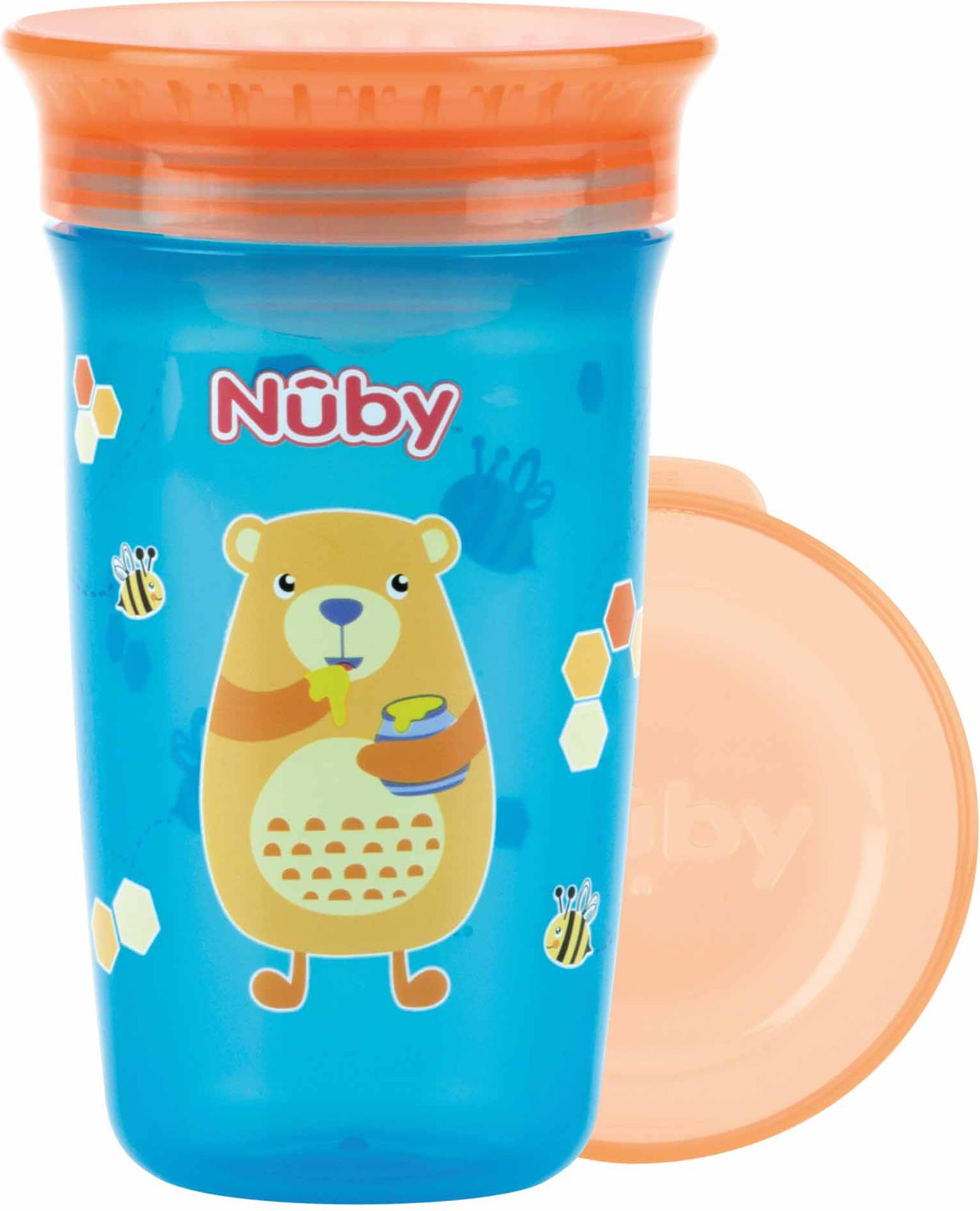 NUBY Hrneček netekoucí 360° 300ml, 6 m+ modrá/oranžová - obrázek 1