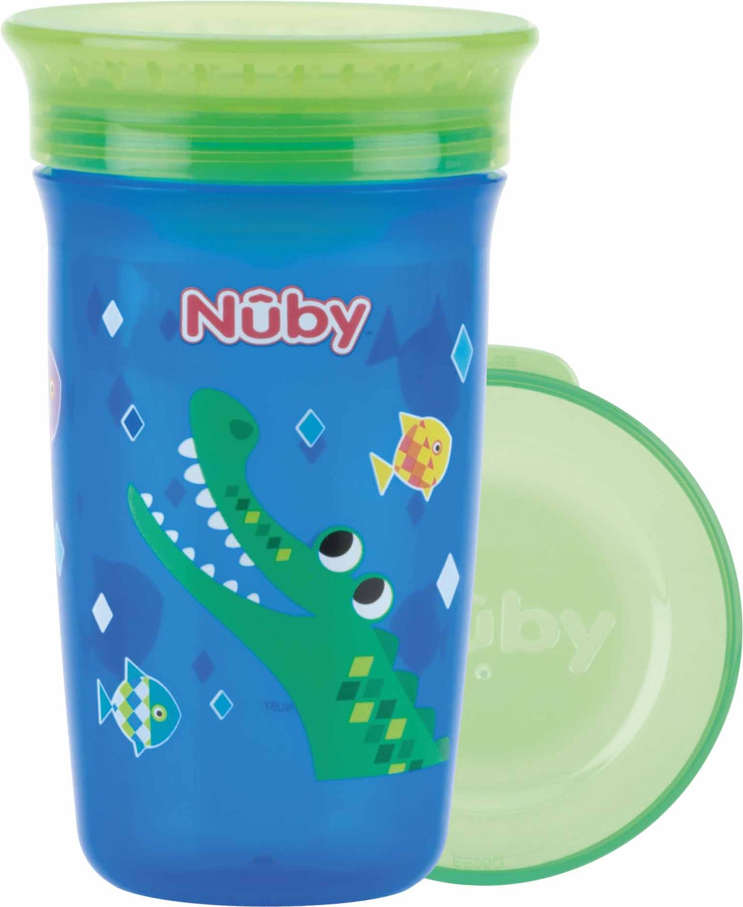NUBY Hrneček netekoucí 360° 300ml, 6 m+ modrá/zelená - obrázek 1