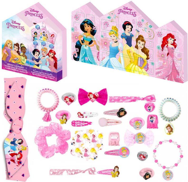 EUROSWAN Adventní kalendář Disney Princess rozkládací - bižuterie a vlasové doplňky - obrázek 1