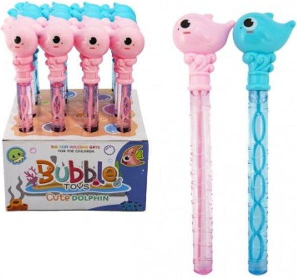 Teddies Bublifuk trubice delfín/ryba 35cm se zvukem 2 barvy 16ks v boxu - obrázek 1