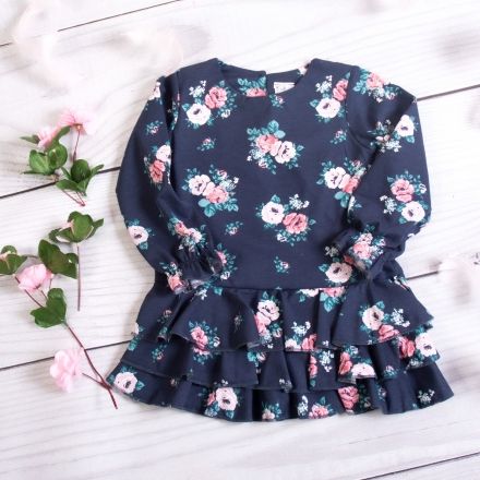 K-Baby Dětské šatičky Květy- granátové, růžové kvítky - obrázek 1