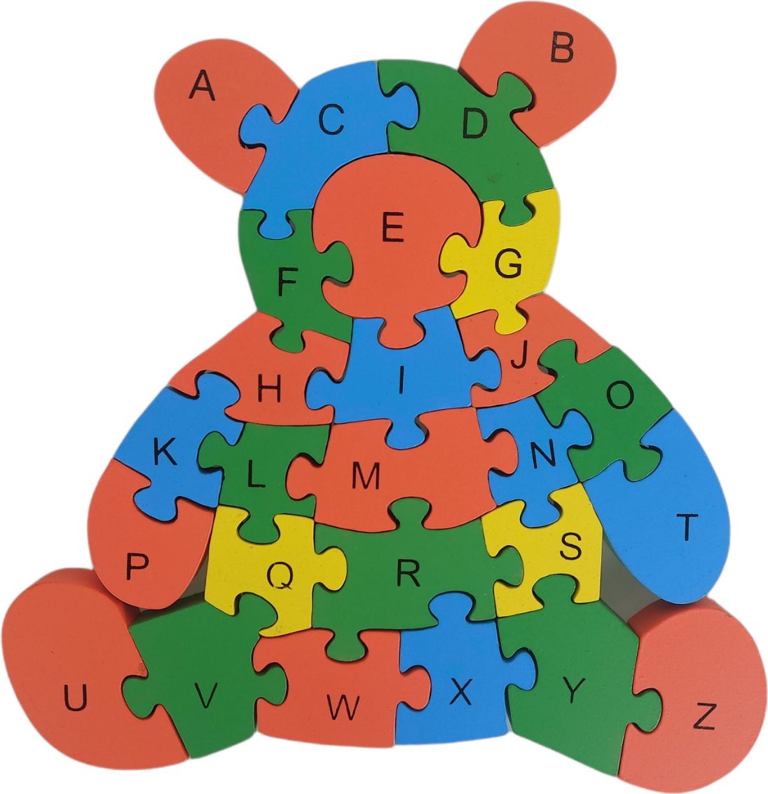 Dětské dřevěné vzdělávací puzzle medvěd barevný - obrázek 1