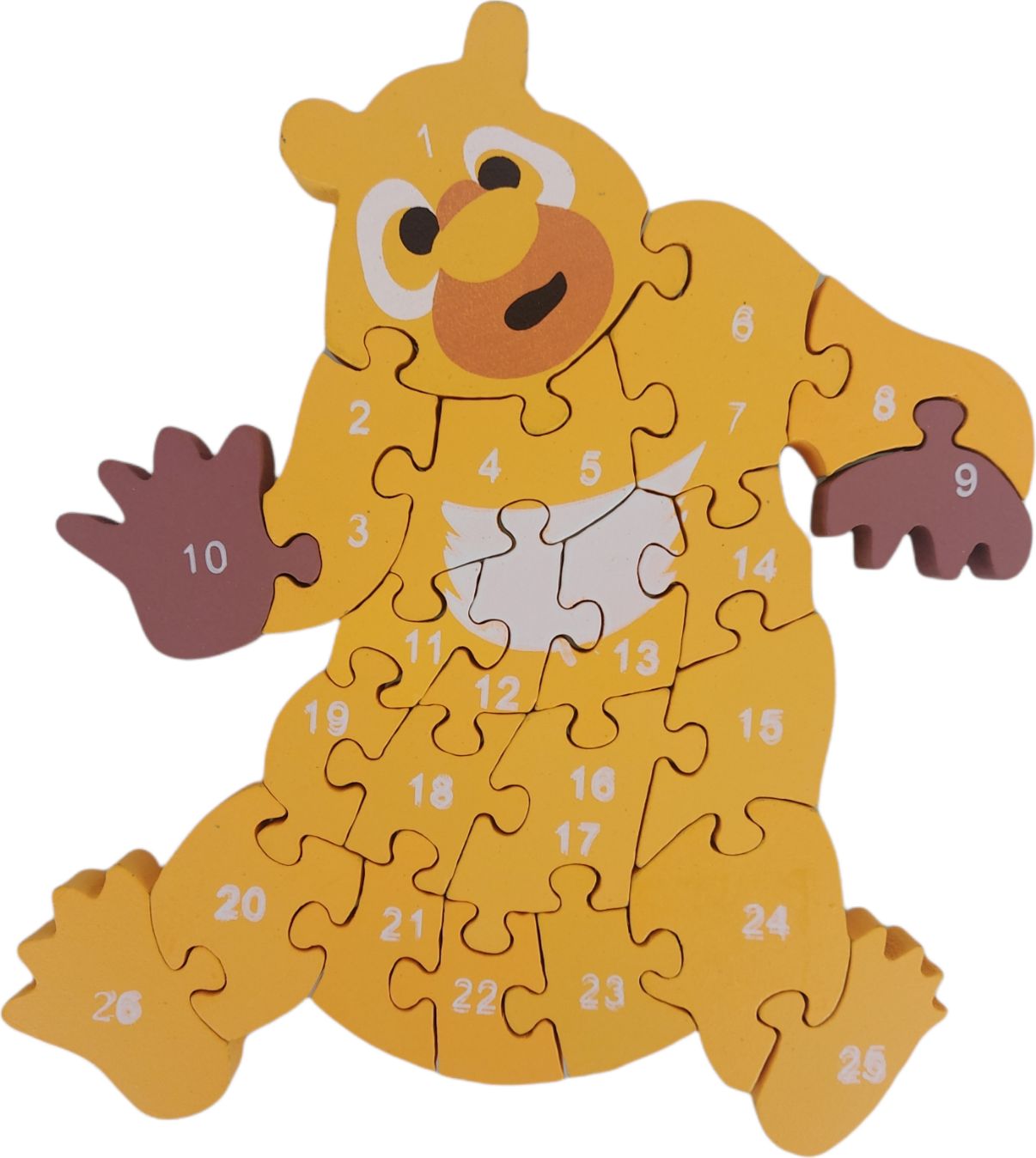 Dětské dřevěné vzdělávací puzzle medvěd žlutý - obrázek 1