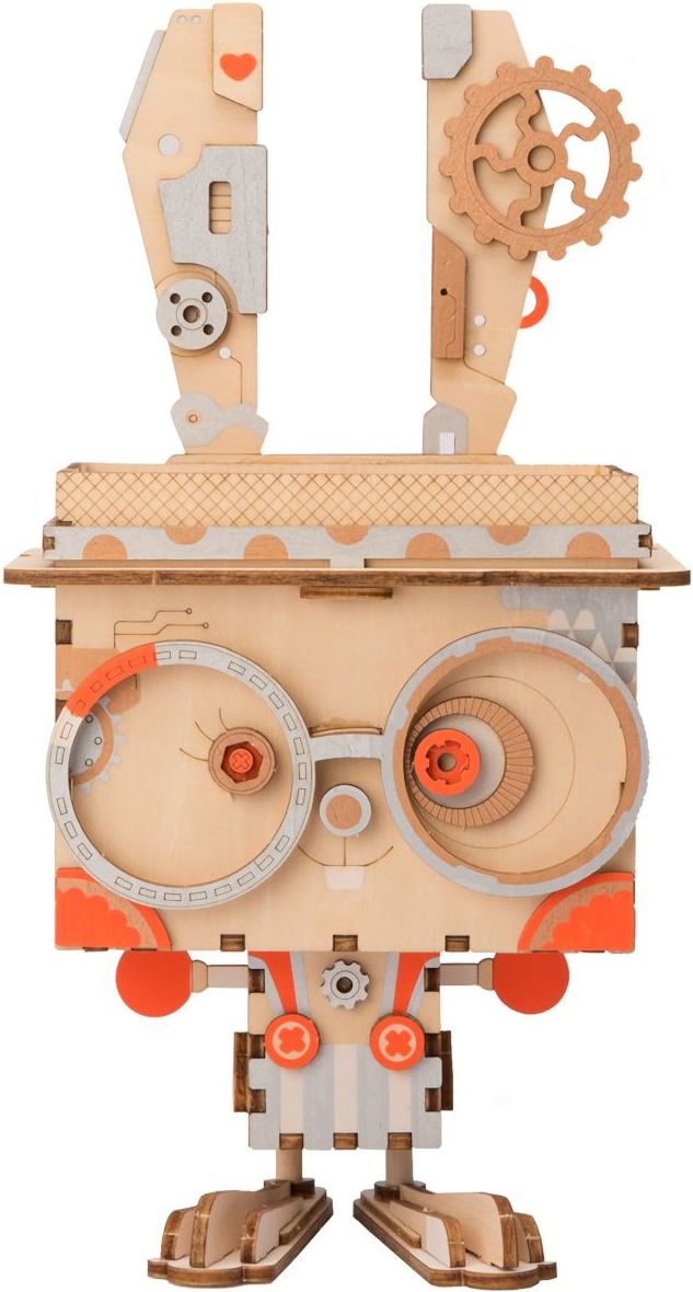 RoboTime dřevěné 3D puzzle Květináč králíček - obrázek 1
