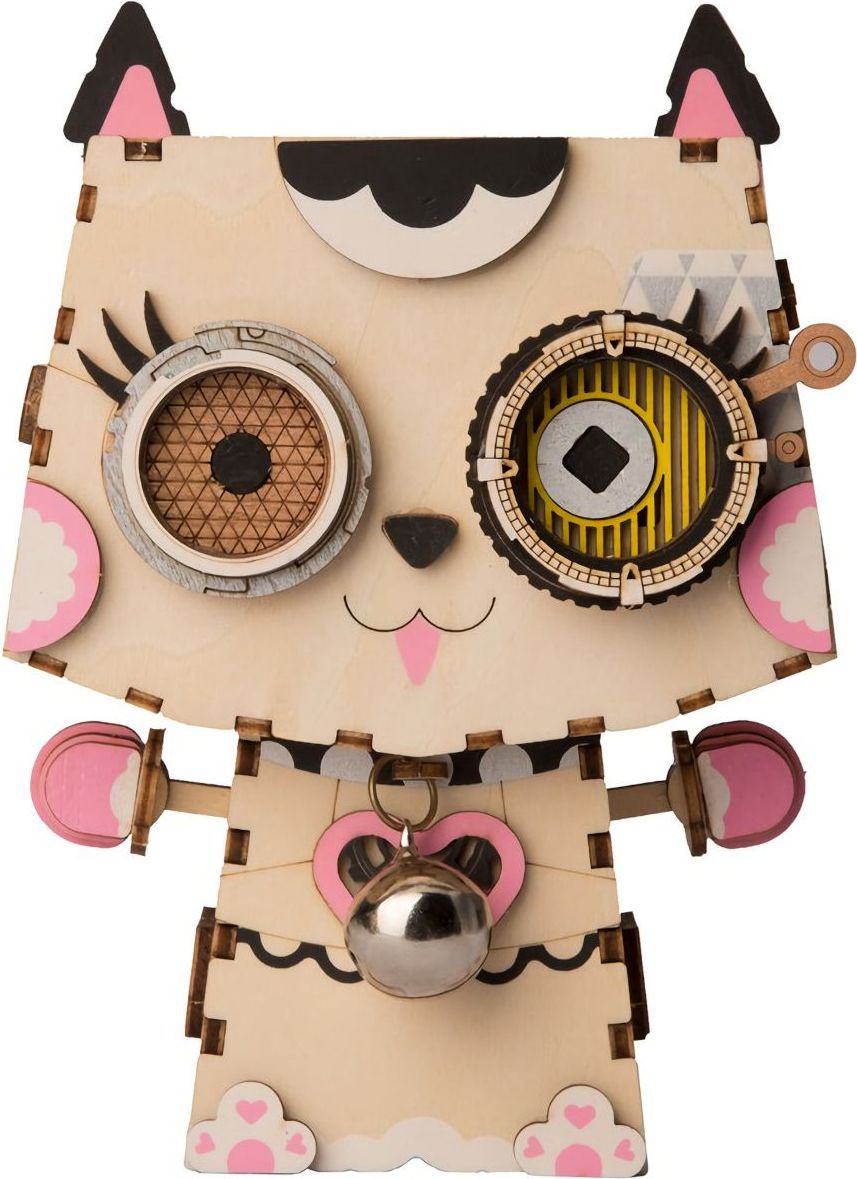 RoboTime dřevěné 3D puzzle Květináč koťátko - obrázek 1