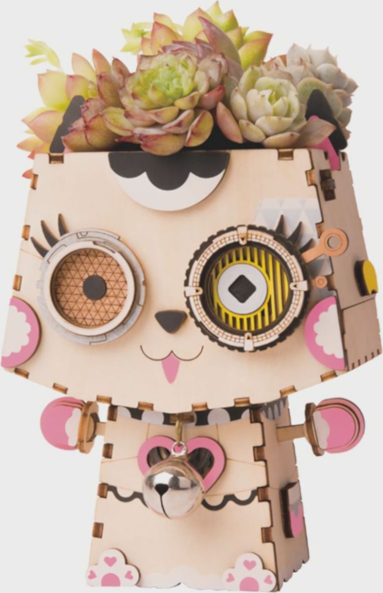 RoboTime dřevěné 3D puzzle Květináč koťátko - obrázek 2