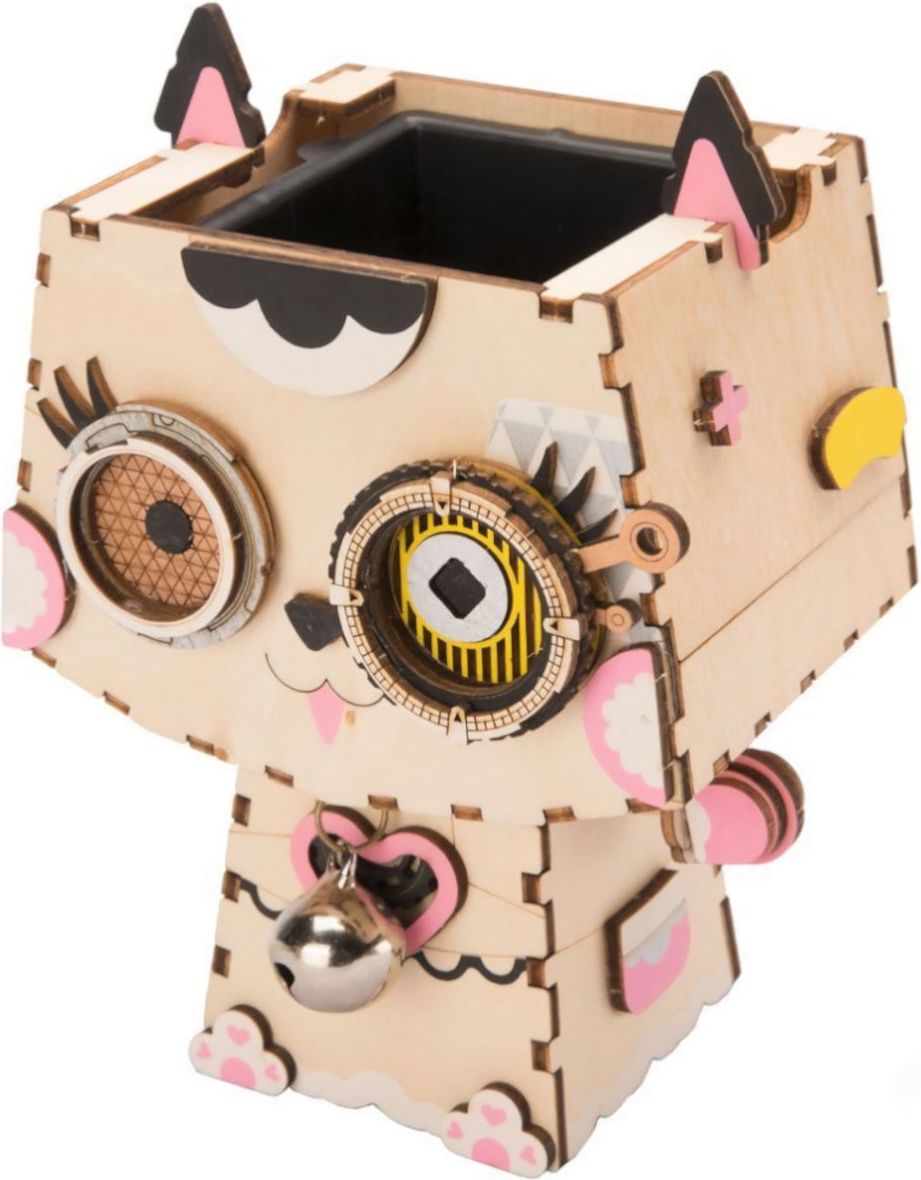 RoboTime dřevěné 3D puzzle Květináč koťátko - obrázek 3