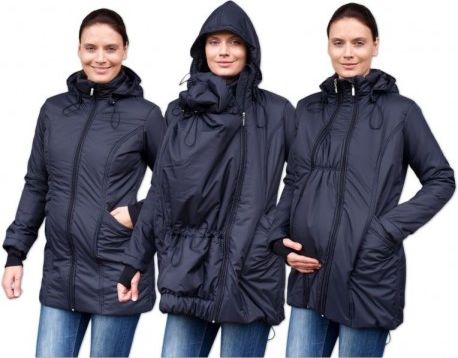 Zimní bunda pro těhotné/nosící - vyteplená, černá, Velikosti těh. moda L/XL - obrázek 1
