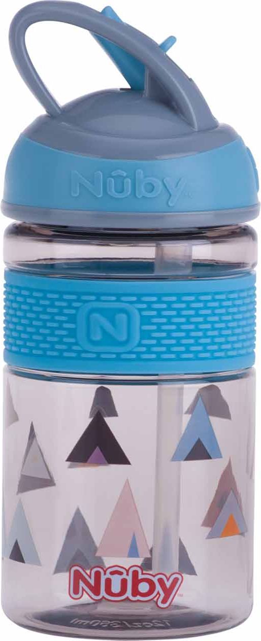 NUBY Láhev sportovní 2v1 s tvrdým sklápěcím brčkem, 360 ml, modrá, 3+ - obrázek 1