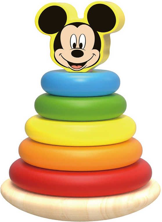 DŘEVO Baby pyramida navlékací věžička s barevnými kroužky Mickey Mouse - obrázek 1