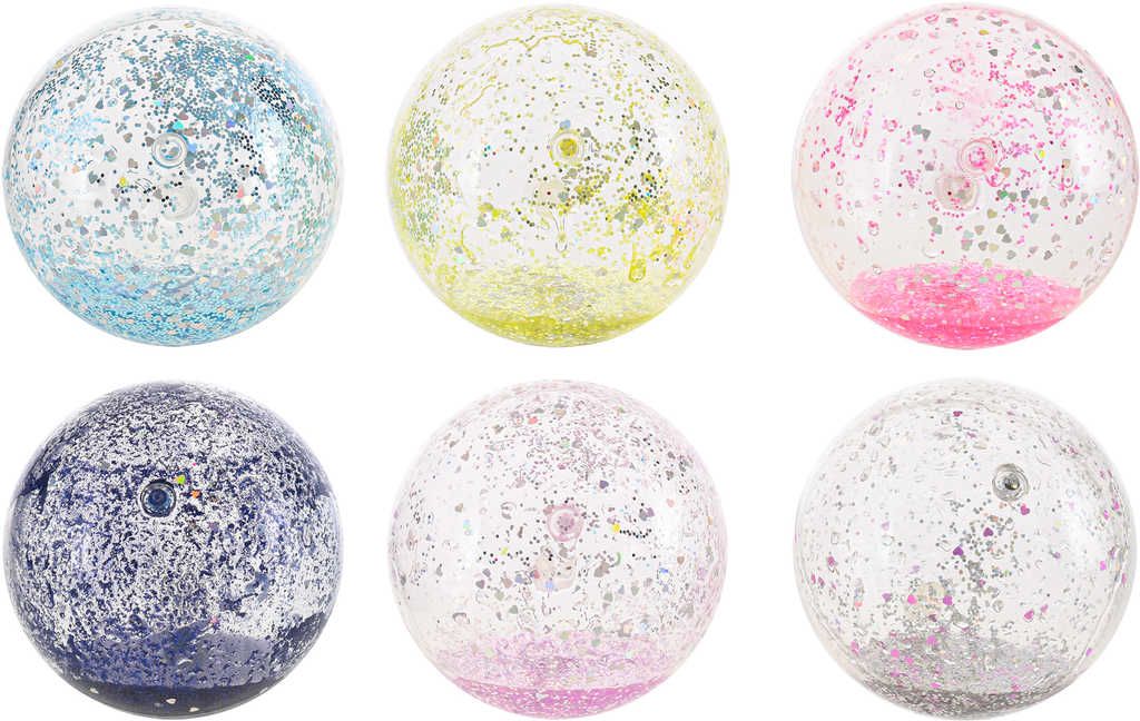 Hopík balónek 10cm míček skákací se třpytkami srdíčka 6 barev plast - obrázek 1
