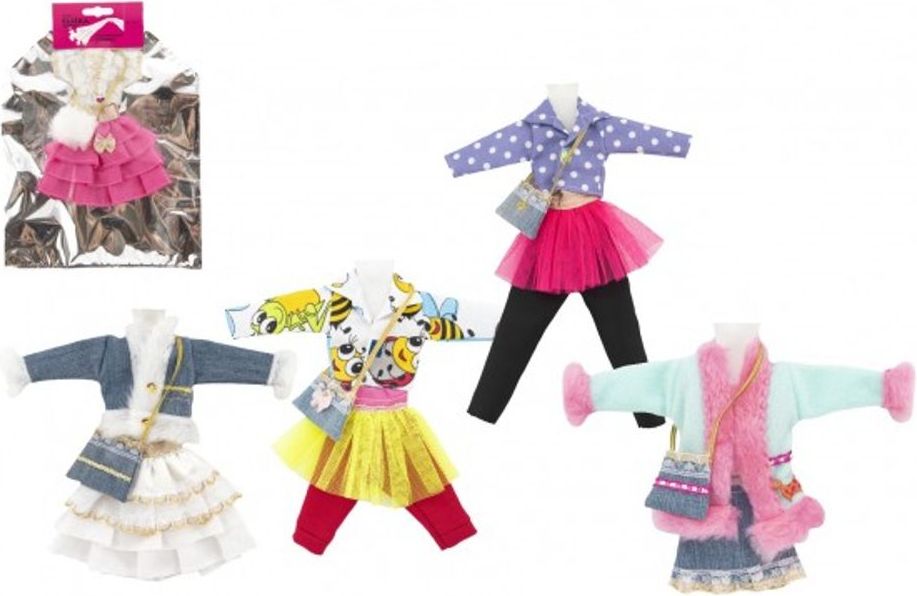 Šaty/Oblečky krátké na panenky mix druhů v sáčku 22x30cm - obrázek 1