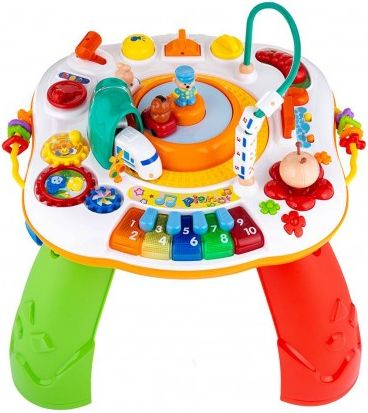 Mluvící a hrající interaktivní stoleček New Baby s jezdícím vláčkem CZ/SK, Dle obrázku - obrázek 1