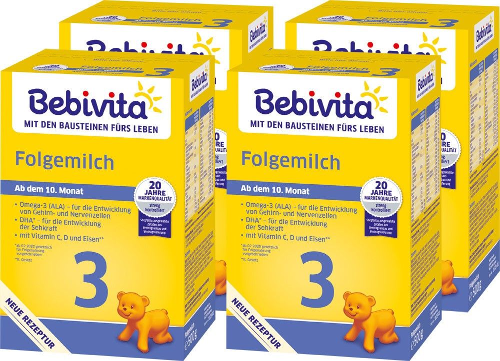 4x BEBIVITA Mléko 3 Instantní pokračovací mléčná výživa od uk. 9. měsíce, 500 g - obrázek 1
