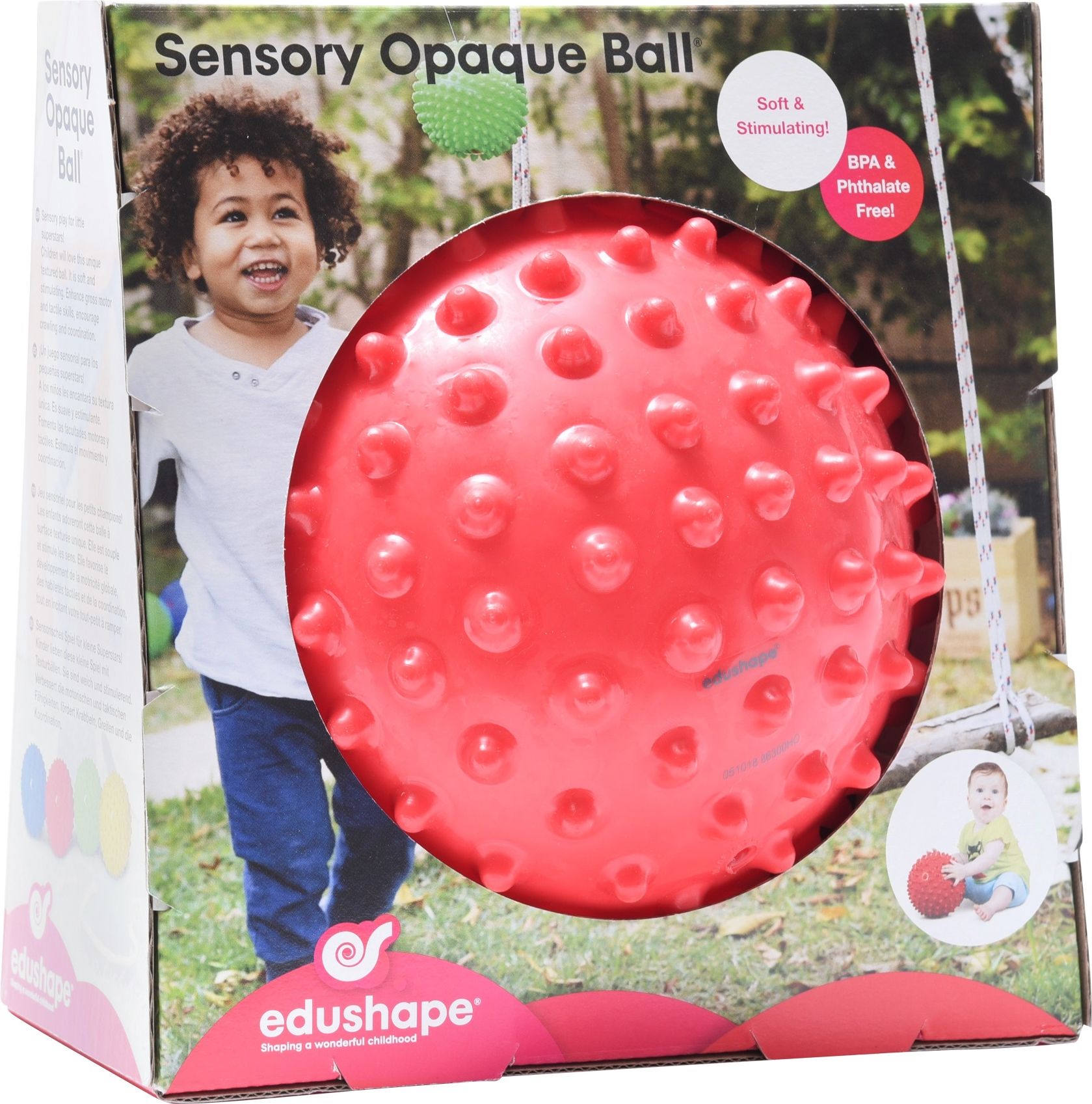 EDUSHAPE míč s texturou 18cm Červený - obrázek 1