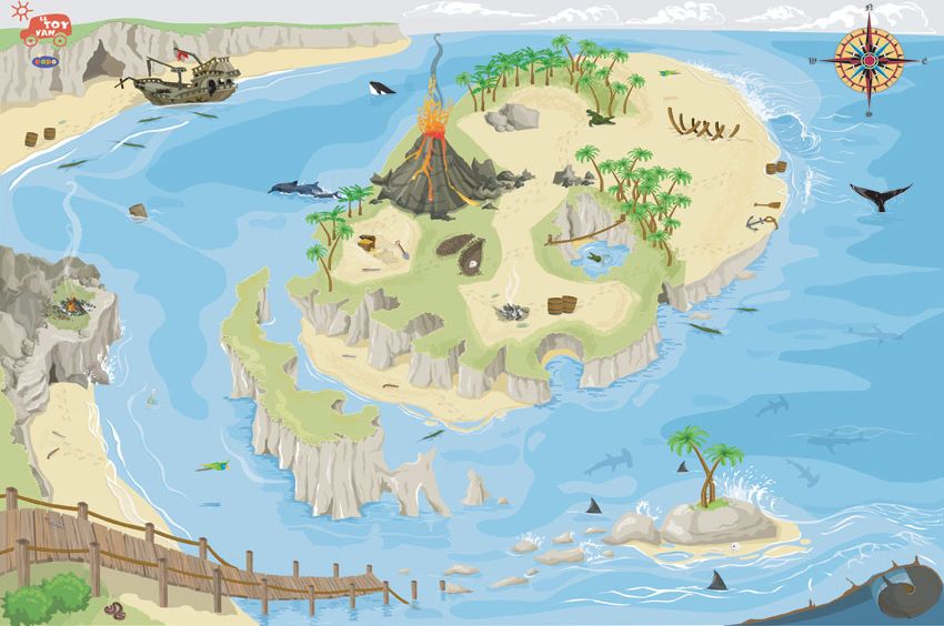 Le Toy Van Hrací koberec PLAYMAT pirátský ostrov 80x120cm - obrázek 1