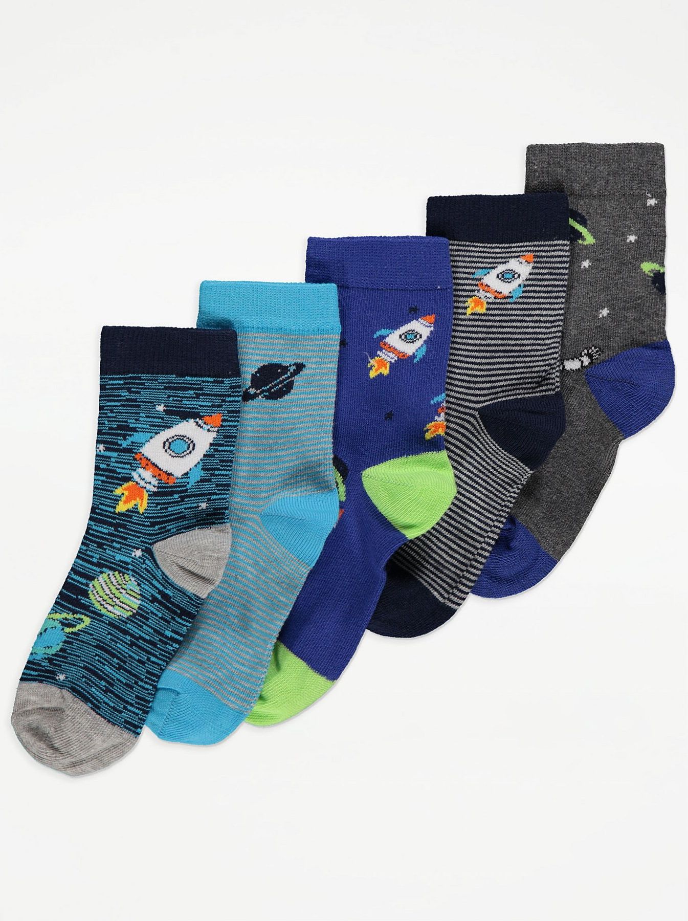 Chlapecké ponožky GEORGE, 5 ks v balení, motiv rakety Velikost: EU 19 - 22.5 (1.5 - 2 roky) - obrázek 1