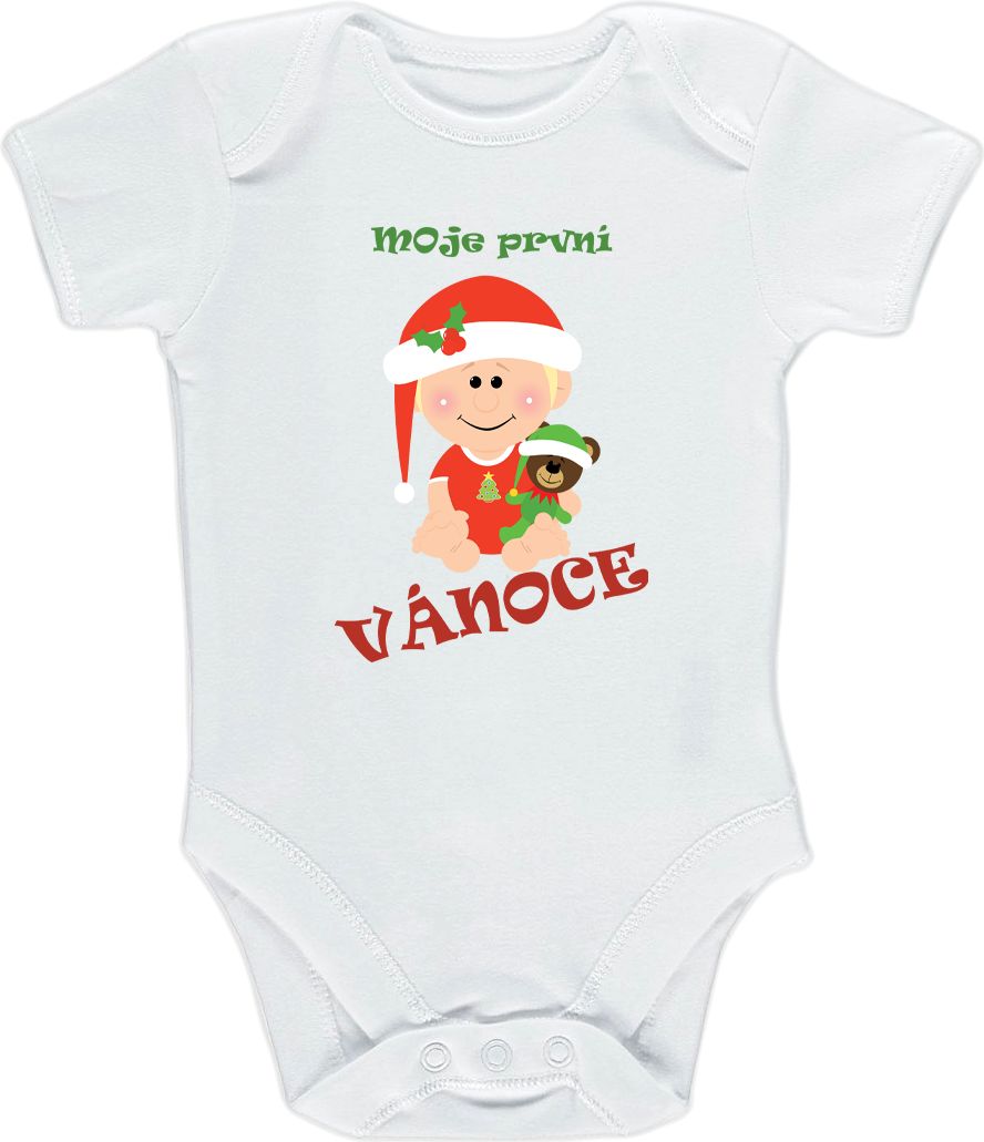 Kojenecké body Ellie Bee, krátký nebo dlouhý rukáv, barva bílá, motiv "Moje první Vánoce" Velikost: 0 - 3 měsíce (56 - 62cm), Rukáv: dlouhý - obrázek 3