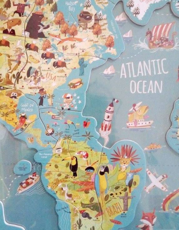 Vilac Dřevěná nástěnná magnetická mapa světa - obrázek 4