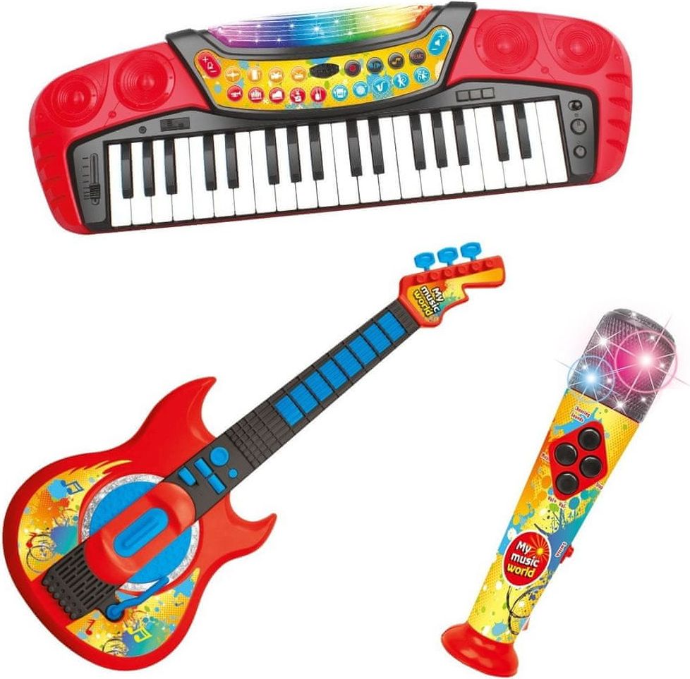 MaDe Souprava 3v1 elektronické piáno, 37 kláves, kytara, mikrofon - obrázek 1