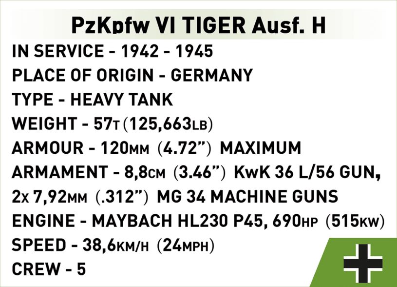 Cobi 2556 Německý tank Tiger 131 Sd.Kfz. 181 Panzerkampfwagen VI Ausf. E - obrázek 10
